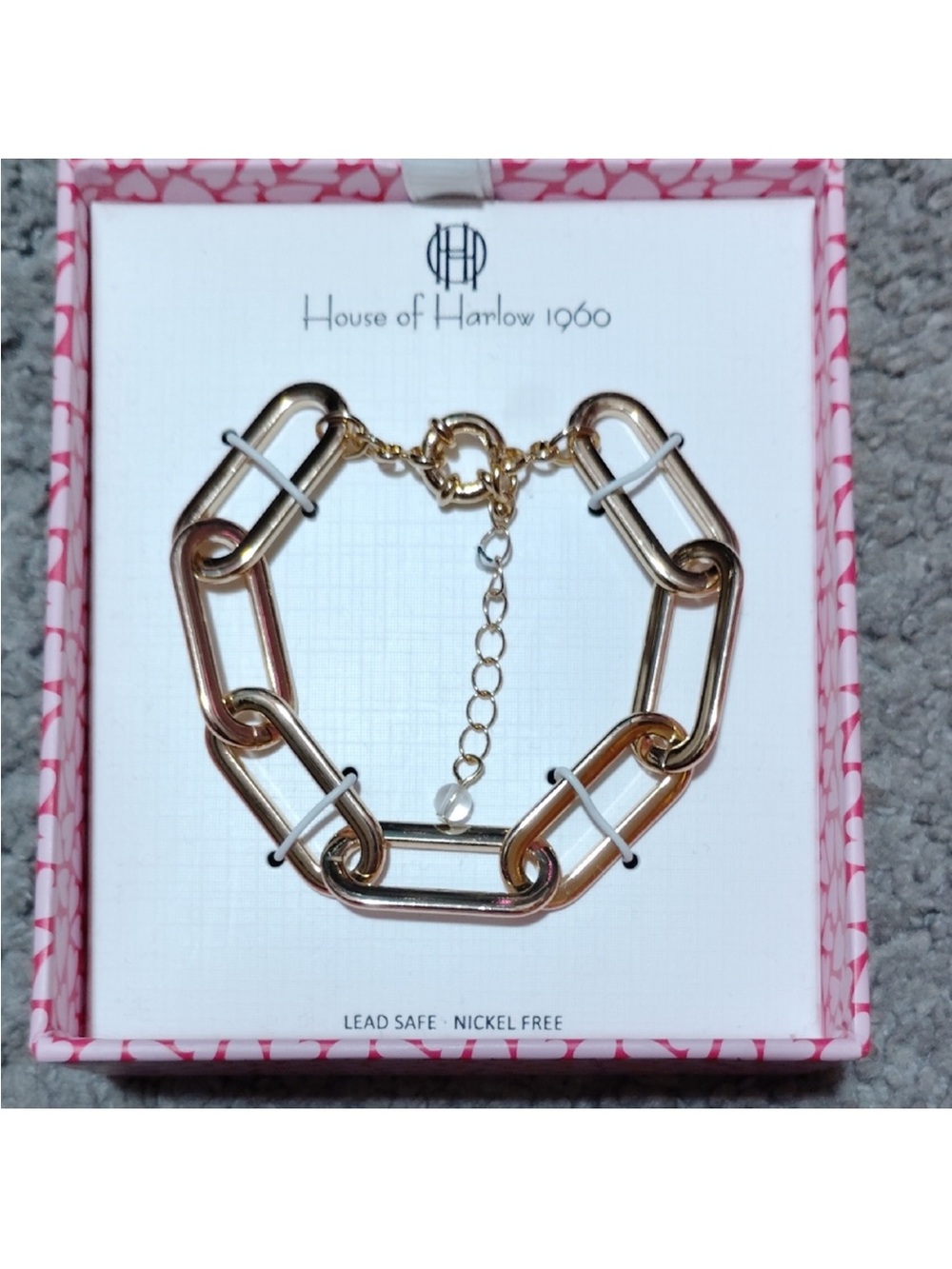 House of Harlow 1960 Polished Gold Rectangular Link Bracelet